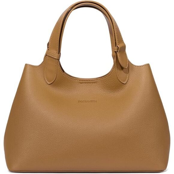 Trendy Slouchy Bags Vegan Leather Camel - Picture 1 of 7